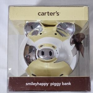 Carter's Smiley Happy Piggy Bank Chrome Finish New In Box Children Coin Bank